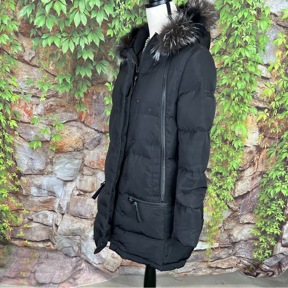 DEREK LAM 10 CROSBY Black Designer Cozy Duck Down and Fox Fur Parka, XS - Picture 5 of 16